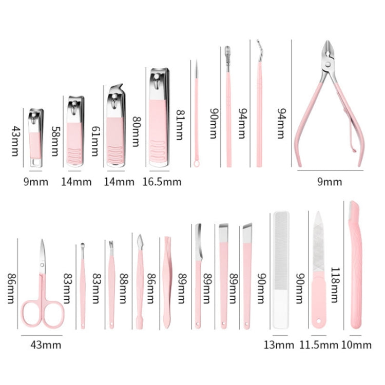 Stainless Steel Nail Clipper Set Beauty Eyebrow Trimmer, Color: 26 PCS/Set Silver