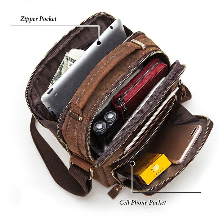 HUMERPAUL MH573 Men Shoulder Bag Leather Messengers Bag(Brown)
