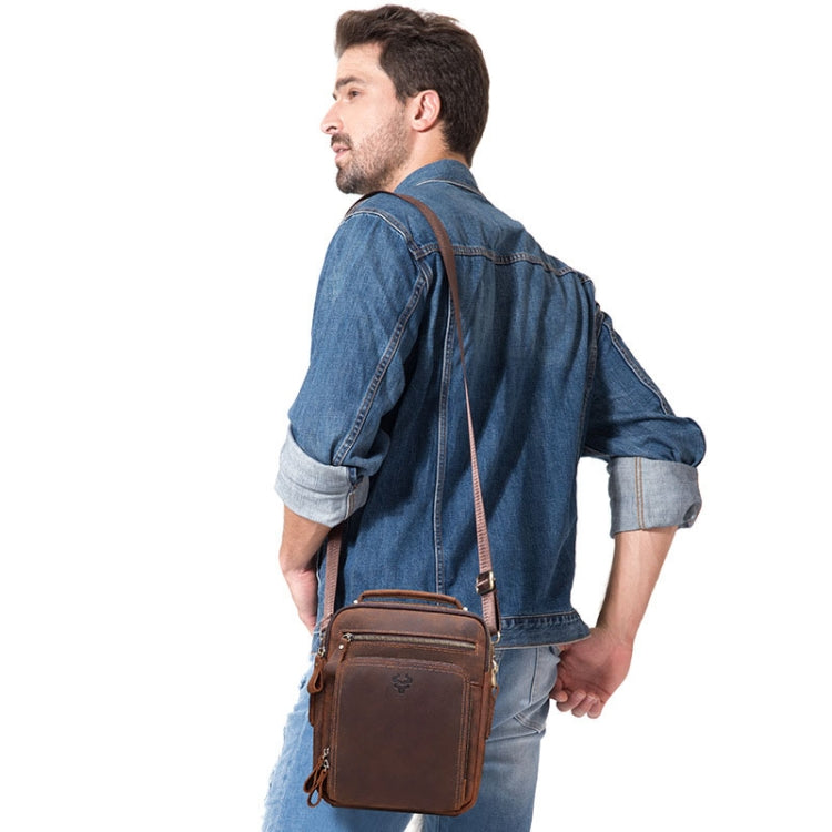 HUMERPAUL MH573 Men Shoulder Bag Leather Messengers Bag(Brown)