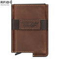 HUMERPAUL BP977 RFID Anti-Theft Card Box Leather Automatic Credit Card Set, BP977 Dark Brown, BP977 Brown, BP977 Black