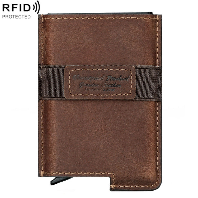 HUMERPAUL BP977 RFID Anti-Theft Card Box Leather Automatic Credit Card Set, BP977 Dark Brown, BP977 Brown, BP977 Black