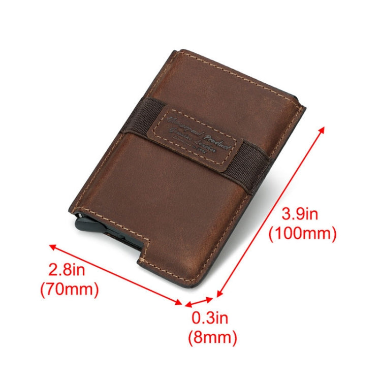 HUMERPAUL BP977 RFID Anti-Theft Card Box Leather Automatic Credit Card Set, BP977 Dark Brown, BP977 Brown, BP977 Black