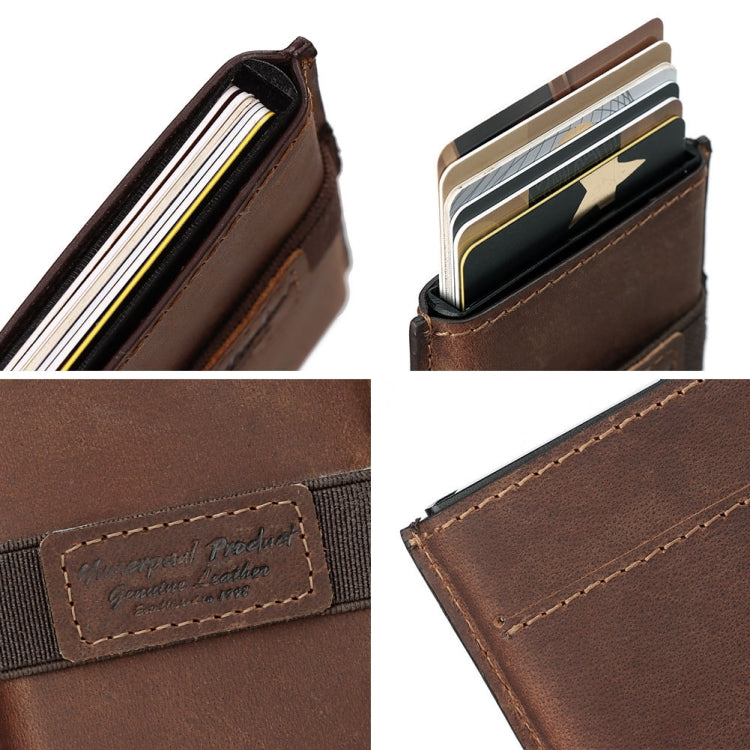 HUMERPAUL BP977 RFID Anti-Theft Card Box Leather Automatic Credit Card Set, BP977 Dark Brown, BP977 Brown, BP977 Black