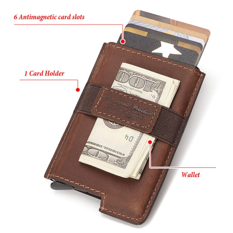HUMERPAUL BP977 RFID Anti-Theft Card Box Leather Automatic Credit Card Set, BP977 Dark Brown, BP977 Brown, BP977 Black