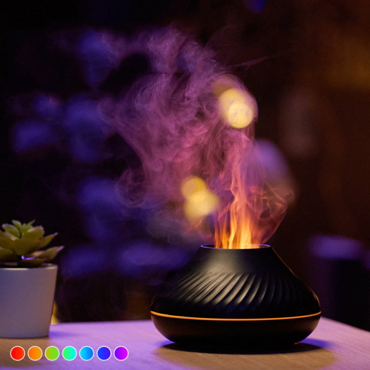 DQ705 Volcanic Flame Aroma Diffuser Essential Oil Lamp Air Humidifier with Color Night Light(Black)