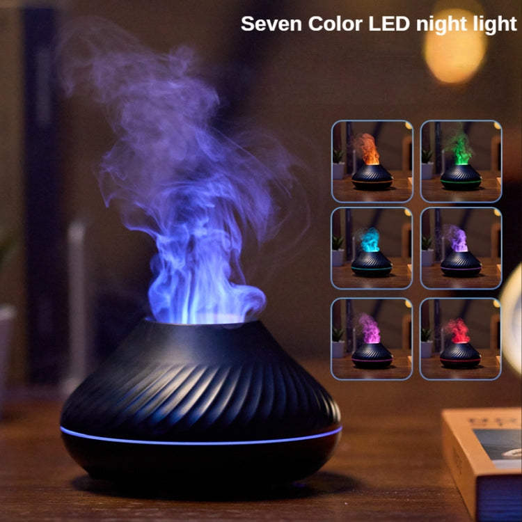 DQ705 Volcanic Flame Aroma Diffuser Essential Oil Lamp Air Humidifier with Color Night Light(Black)