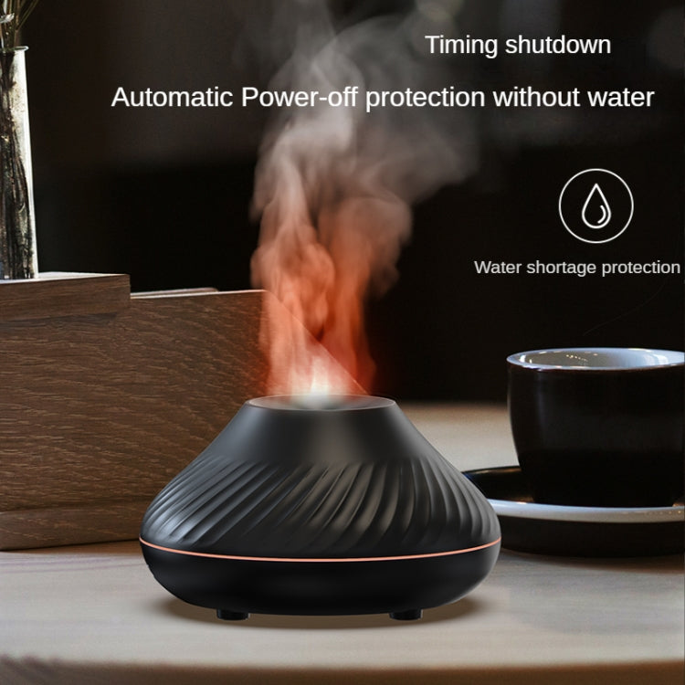 DQ705 Volcanic Flame Aroma Diffuser Essential Oil Lamp Air Humidifier with Color Night Light(Black)