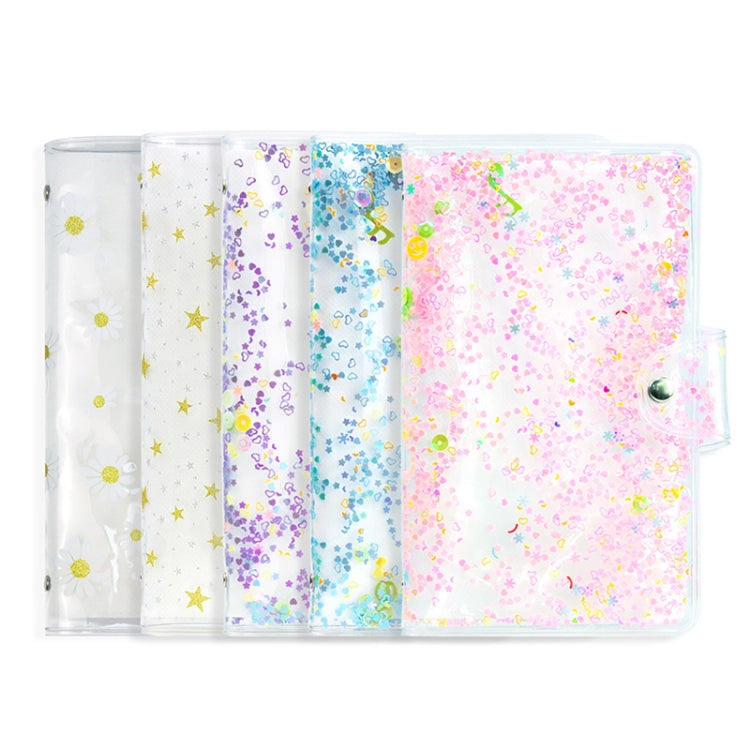 CAIUL 3 Inch PVC Photo Album Large Capacity Collection Commemorative Book, Purple Stream Sand, Pink Stream Sand, Blue Stream Sand, Golden Stars, Cute Daisy