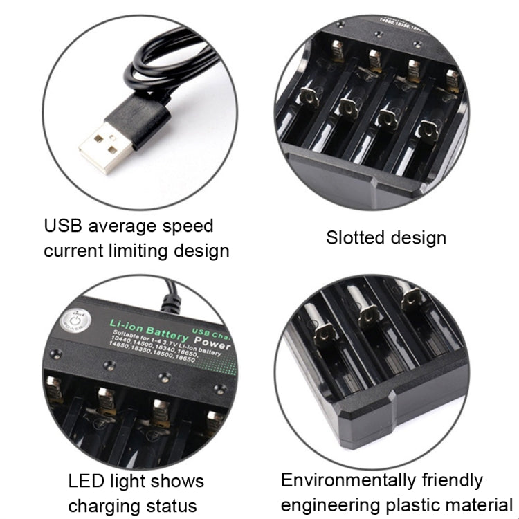 BMAX 18650 4.2V Lithium Battery USB Independent 4 Slot Charger(Colorful Box)