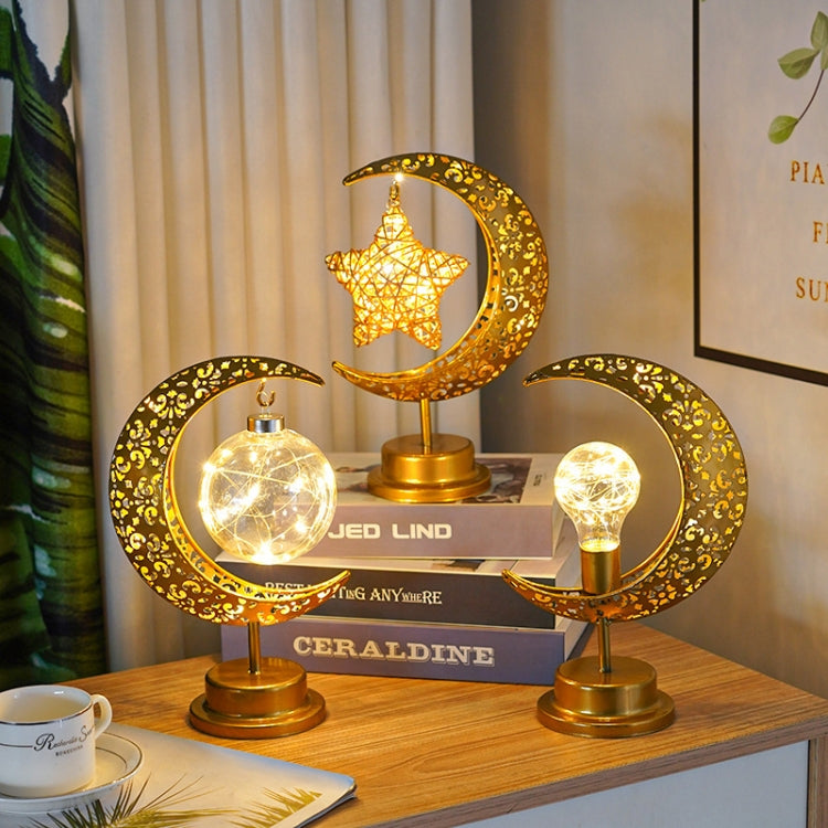 LED Wrought Iron Moon Lamp Decorative Lamp Festival Table Lamp,Style: Bubble Ball