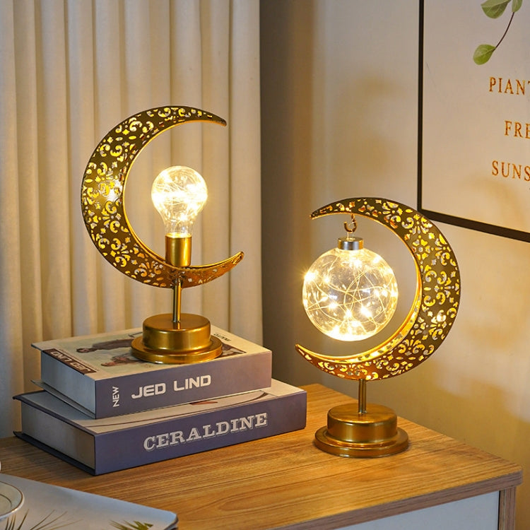 LED Wrought Iron Moon Lamp Decorative Lamp Festival Table Lamp,Style: Bubble Ball