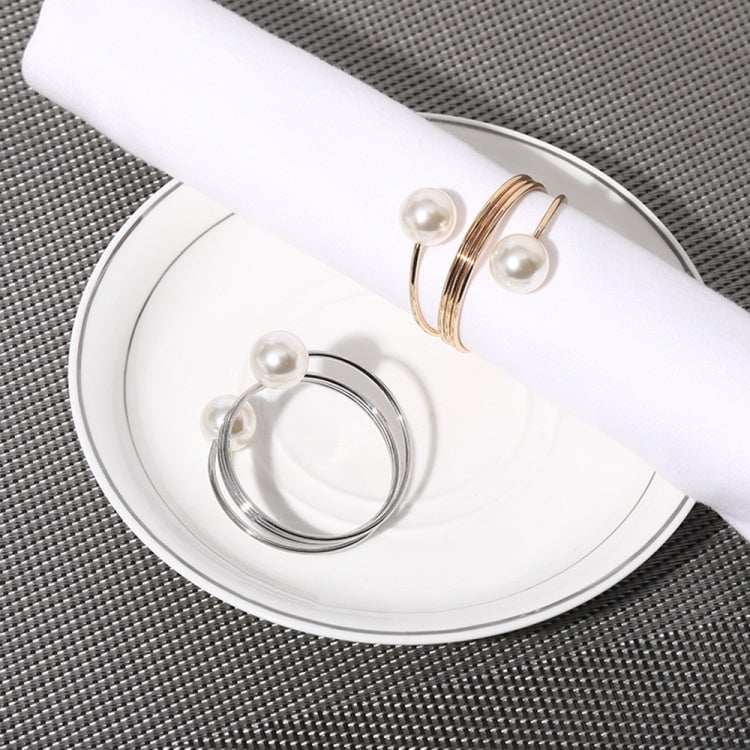 5 PCS Simple Pearl Spring Napkin Buckle Metal Dining Ring(Z1012-2)