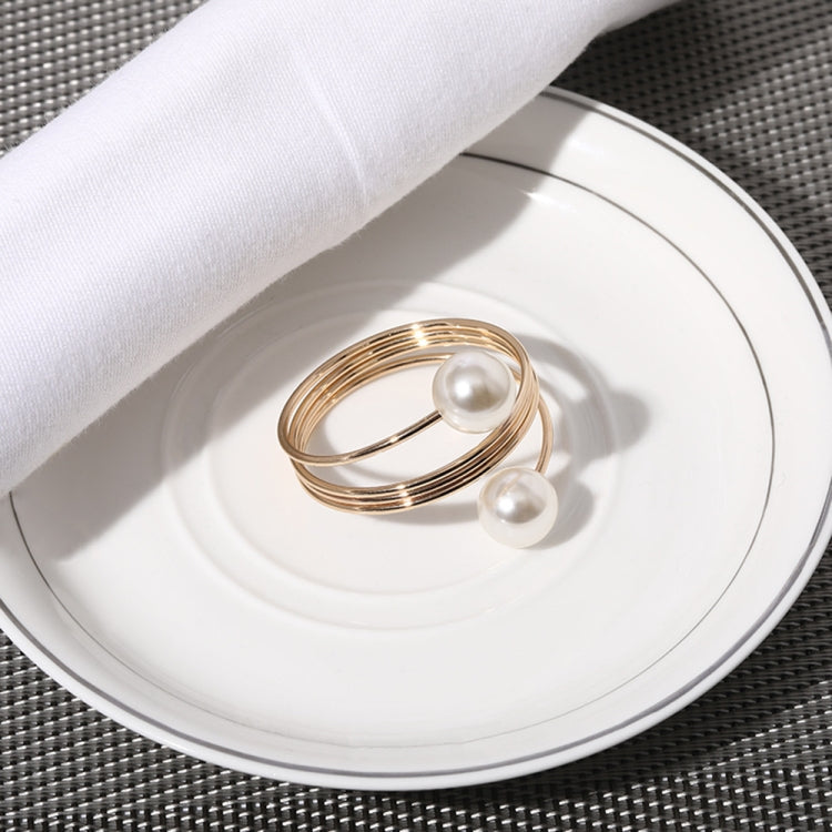 5 PCS Simple Pearl Spring Napkin Buckle Metal Dining Ring(Z1012-2)