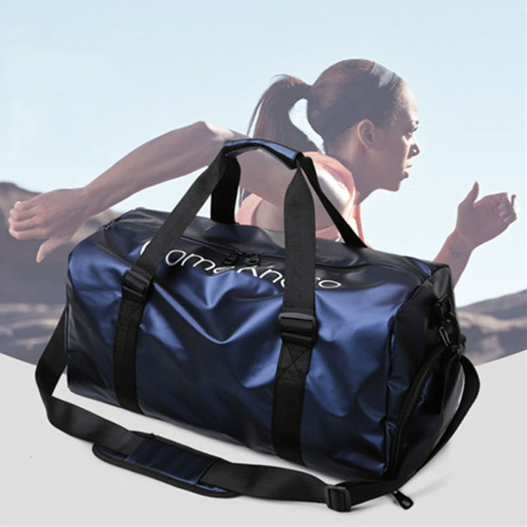 B-316 Large Capacity Glossy Waterproof Fitness Bag Luggage Bag(Grey)
