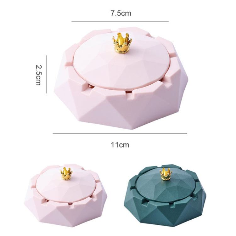 Stainless Steel Liner Ashtray With Cover Crown Home Decoration(Dark Green)