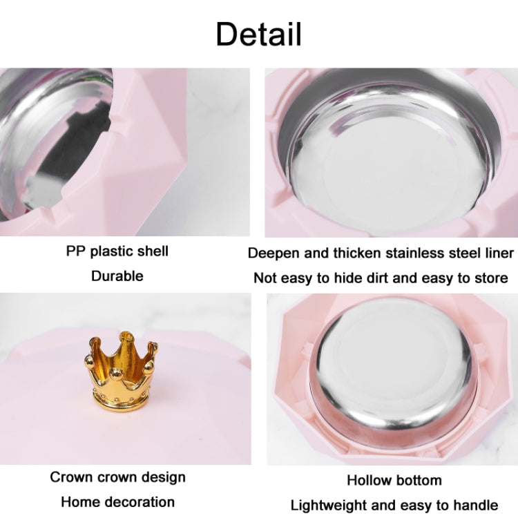Stainless Steel Liner Ashtray With Cover Crown Home Decoration(Dark Green)