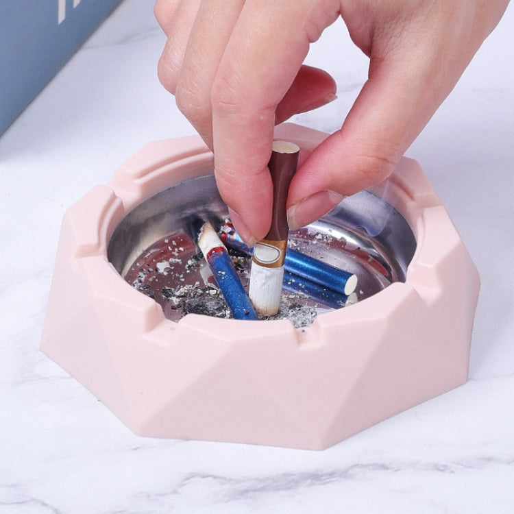 Stainless Steel Liner Ashtray With Cover Crown Home Decoration(Dark Green)