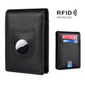 Tracker RFID Card Holder Leather Men Wallet for AirTag 2nd Gen / AirTag 1st Gen, Carbon Fiber, Plain Weave