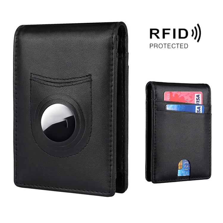 Tracker RFID Card Holder Leather Men Wallet for AirTag 2nd Gen / AirTag 1st Gen, Carbon Fiber, Plain Weave