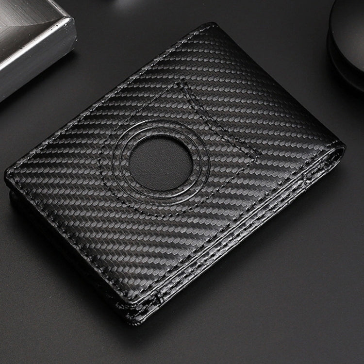 Tracker RFID Card Holder Leather Men Wallet for AirTag 2nd Gen / AirTag 1st Gen, Carbon Fiber, Plain Weave