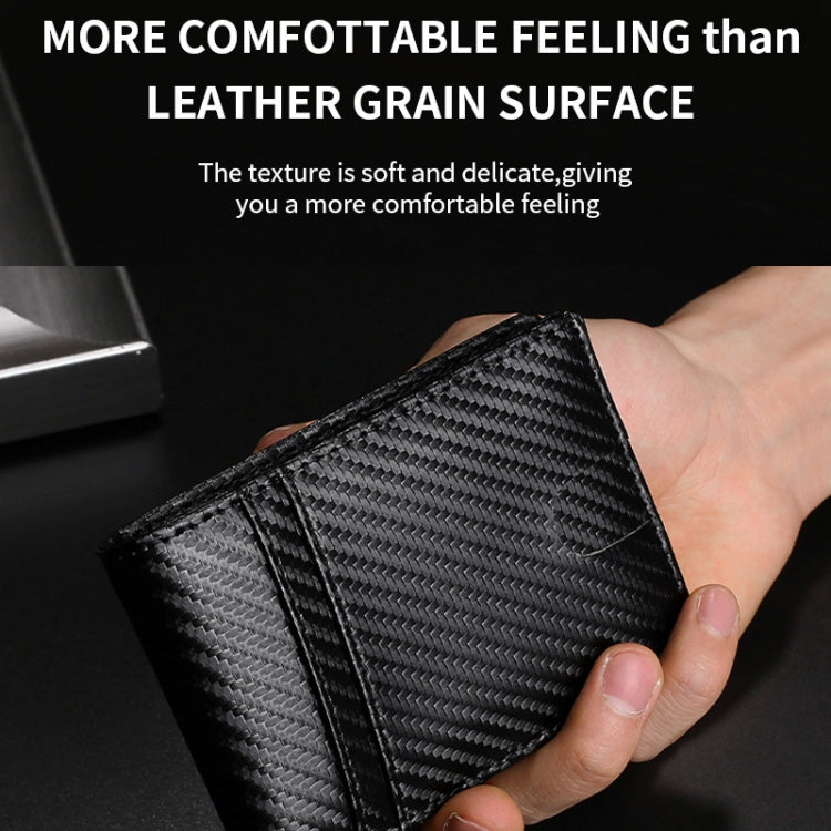 Tracker RFID Card Holder Leather Men Wallet for AirTag 2nd Gen / AirTag 1st Gen, Carbon Fiber, Plain Weave