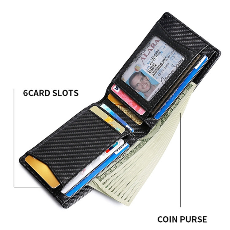 Tracker RFID Card Holder Leather Men Wallet for AirTag 2nd Gen / AirTag 1st Gen, Carbon Fiber, Plain Weave