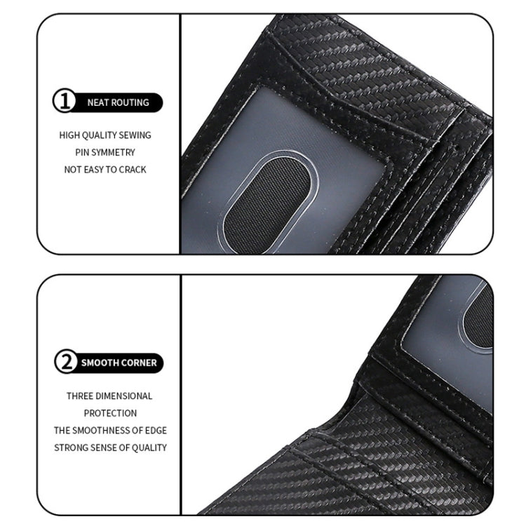 Tracker RFID Card Holder Leather Men Wallet for AirTag 2nd Gen / AirTag 1st Gen, Carbon Fiber, Plain Weave