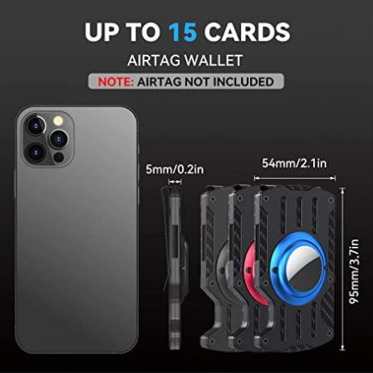 Men Ultra Slim Tracker Card Holder RFID Metal Card Holder for AirTag 2nd Gen / AirTag 1st Gen, Black, Blue, Red