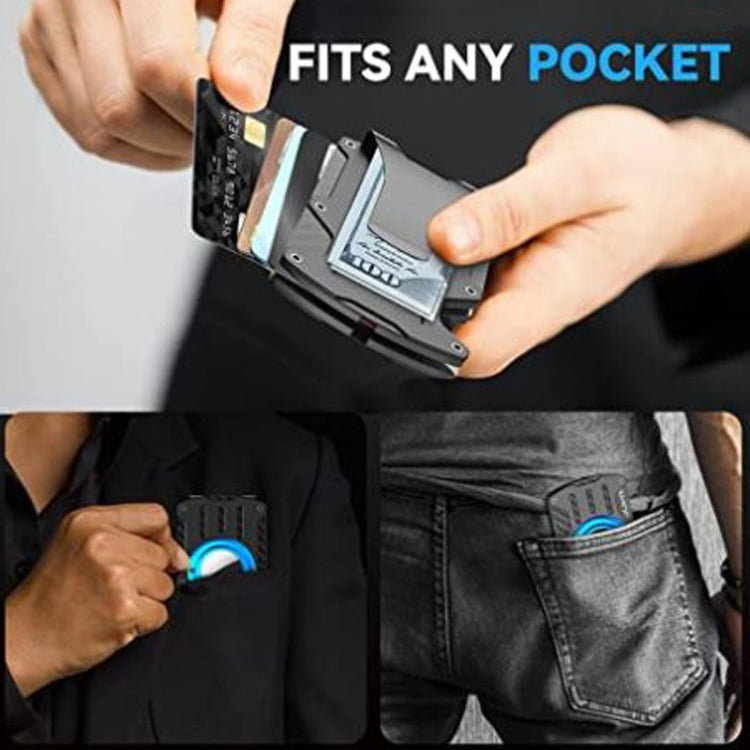 Men Ultra Slim Tracker Card Holder RFID Metal Card Holder for AirTag 2nd Gen / AirTag 1st Gen, Black, Blue, Red