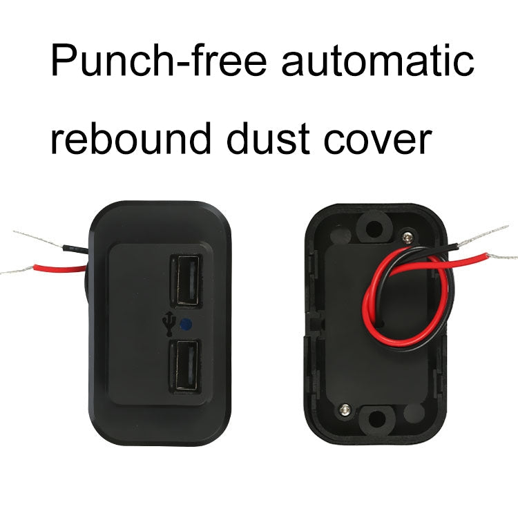 4.8A Punch-Free Automatic Spring Cover RV Bus Modified Dual USB Car Charger, 4.8A