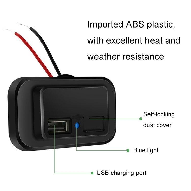 4.8A Punch-Free Automatic Spring Cover RV Bus Modified Dual USB Car Charger, 4.8A