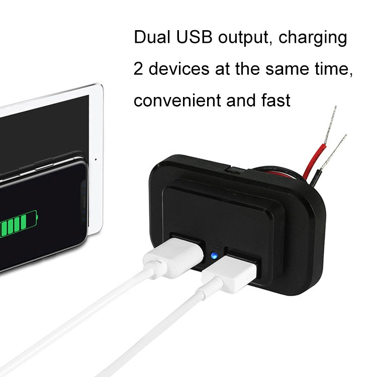 4.8A Punch-Free Automatic Spring Cover RV Bus Modified Dual USB Car Charger, 4.8A