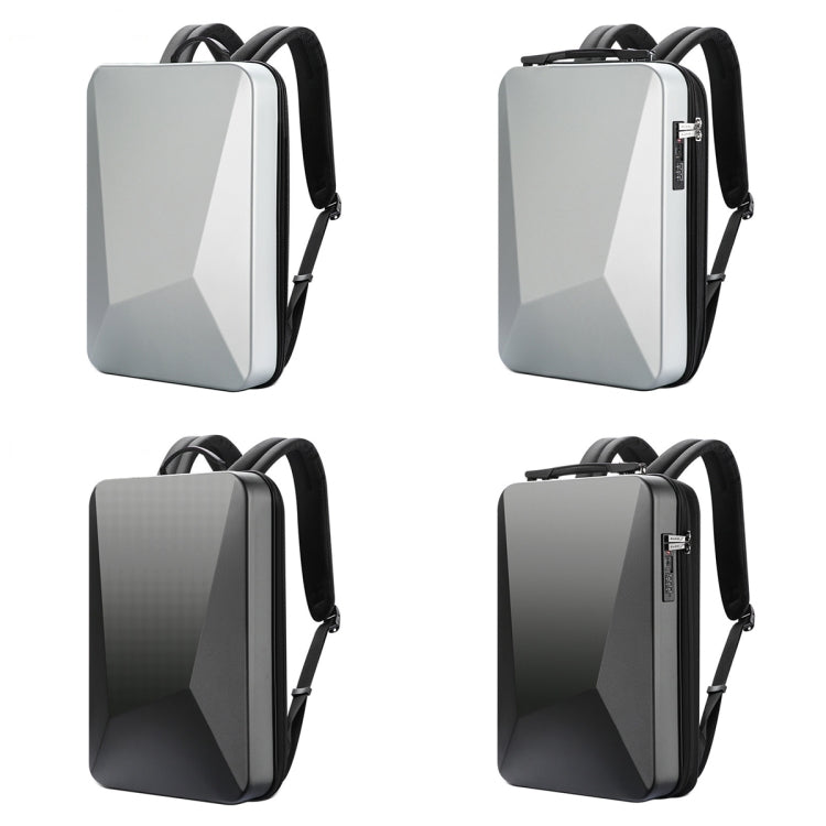 Bopai 61-93318A Hard Shell Waterproof Expandable Backpack with USB Charging Hole, Spec: Password (Silver)