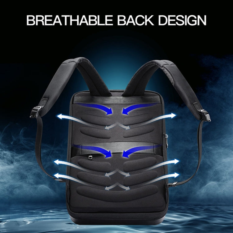 Bopai 61-93318A Hard Shell Waterproof Expandable Backpack with USB Charging Hole, Spec: Password (Silver)