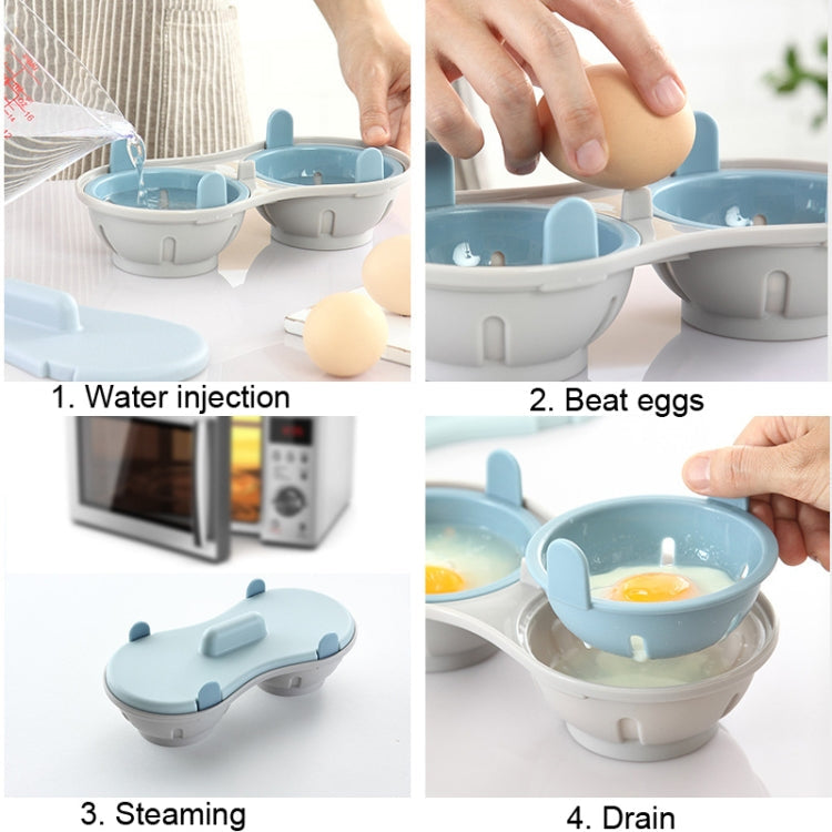 Two-compartment Steamed Egg Box Microwave Steamed Egg Plate  Egg Mold(Orange)