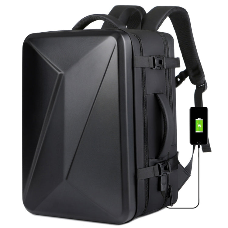 Large-capacity Waterproof Expandable Hard Shell Backpack with USB Charging Hole(162 Black)