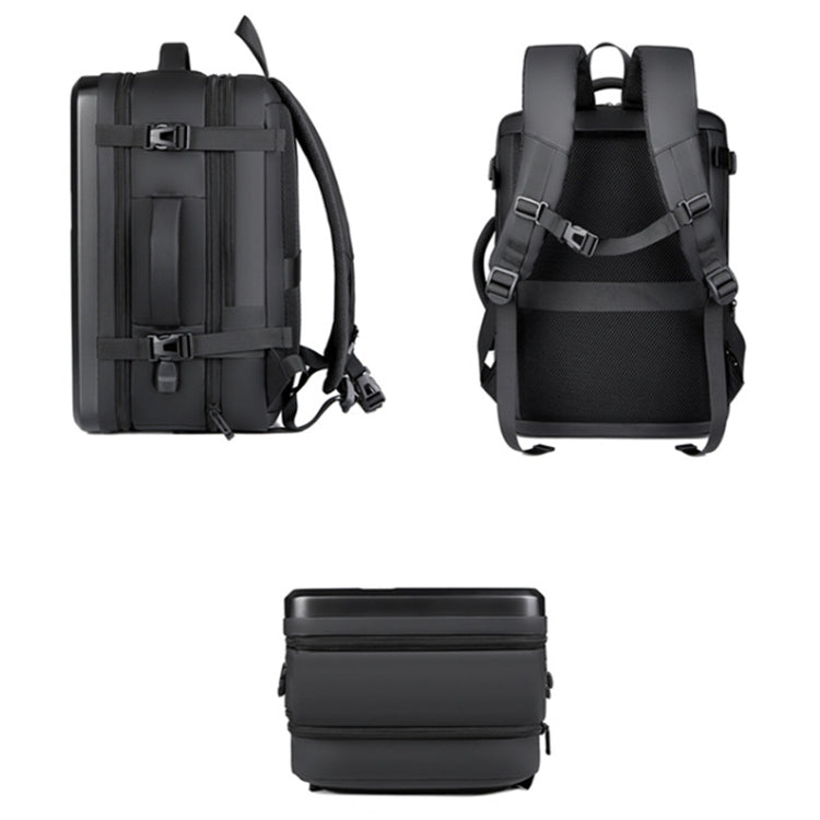 Large-capacity Waterproof Expandable Hard Shell Backpack with USB Charging Hole(162 Light Gray)