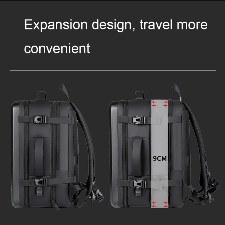Large-capacity Waterproof Expandable Hard Shell Backpack with USB Charging Hole(162 Light Gray)