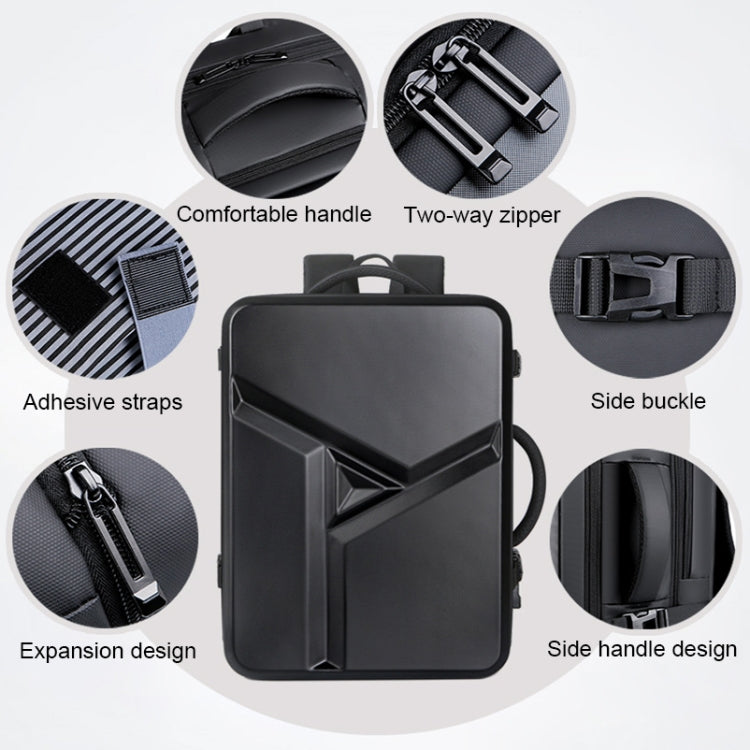 Large-capacity Waterproof Expandable Hard Shell Backpack with USB Charging Hole(161 Light Grey)