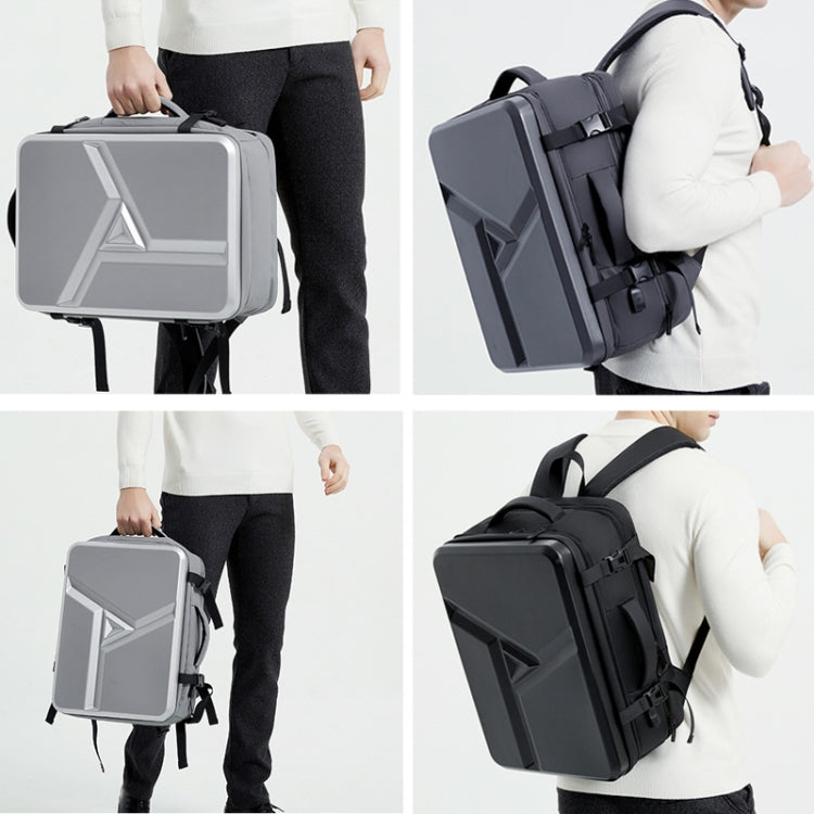 Large-capacity Waterproof Expandable Hard Shell Backpack with USB Charging Hole(161 Black)