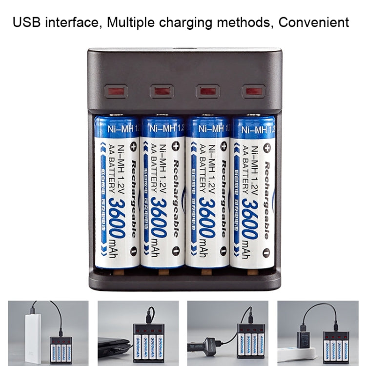 BMAX BH-804U AA AAA Rechargeable Battery Charger – 4-Slot Independent USB
