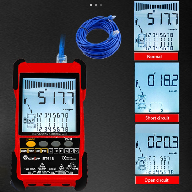 Rechargeable Adjustable Network Cable Tester Wire Tracker POE Cable Tester, ET618 (Red), ET616 (Red)