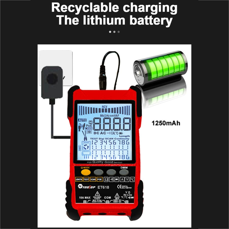 Rechargeable Adjustable Network Cable Tester Wire Tracker POE Cable Tester, ET618 (Red), ET616 (Red)