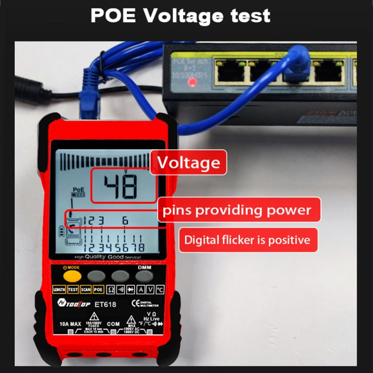 Rechargeable Adjustable Network Cable Tester Wire Tracker POE Cable Tester, ET618 (Red), ET616 (Red)