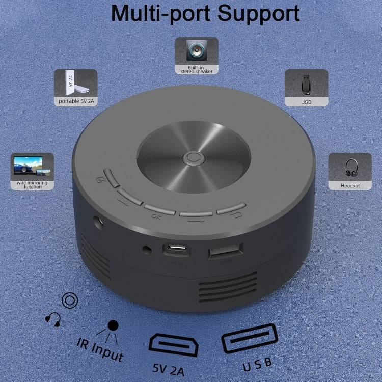YT200 320 X 180P LED HD Mini Projector USB Powered Support Wired Connection Phone Screen(Black)