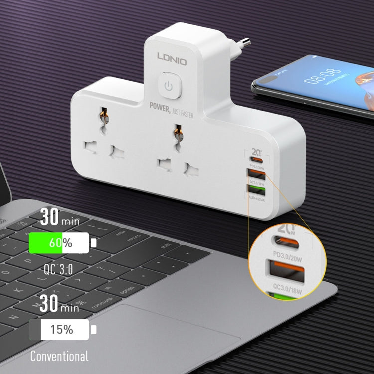 LDNIO SC2311 20W PD+QC 3.0 Multifunctional Home Fast Charging Socket with Night Light, Spec: UK Plug