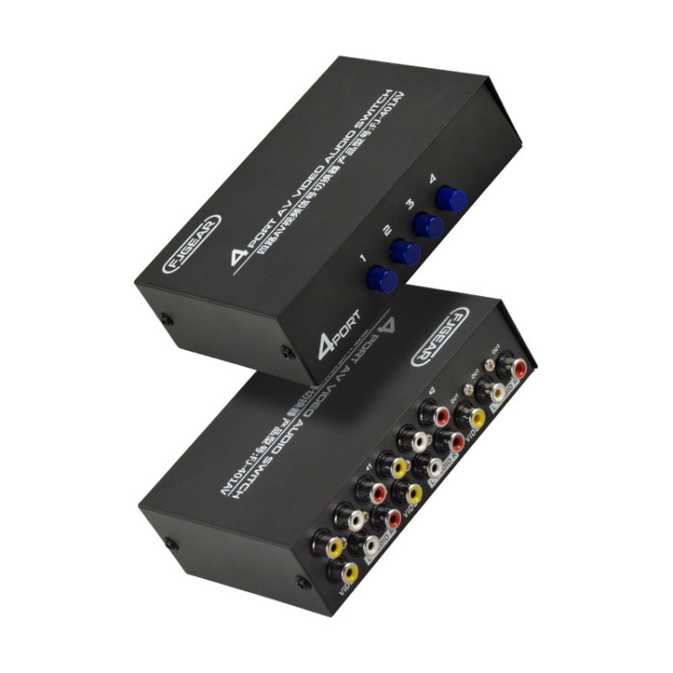 FJGEAR FJ-401AV Lotus Head Interface 4-way AV Audio and Video Switcher(Black)