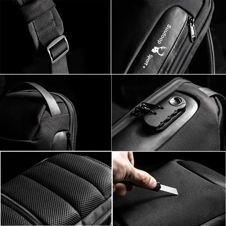 WEIXIER 9530 Men Oxford Cloth Chest Bag Anti-theft Crossbody Bag Sports Backpack(Black)