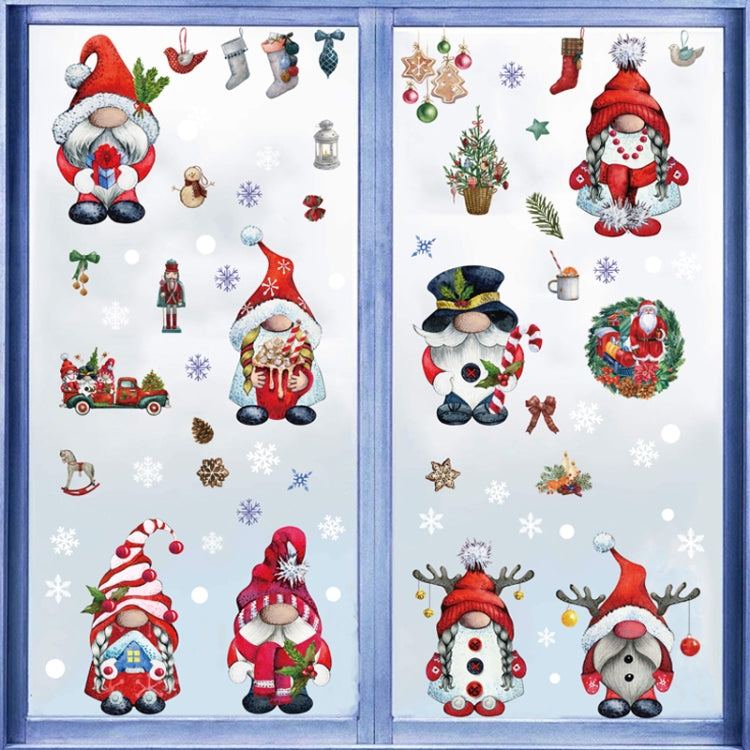 Christmas Static Glass Window Decoration Background Decorative Stickers, Dwarf, White Midget, Santa Claus+ Penguins, Santa Claus, White Santa Claus, Snowman, Ghost Elf