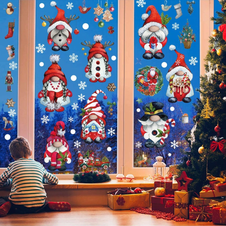 Christmas Static Glass Window Decoration Background Decorative Stickers, Dwarf, White Midget, Santa Claus+ Penguins, Santa Claus, White Santa Claus, Snowman, Ghost Elf